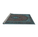 Sideview of Machine Washable Medallion Light Blue Traditional Rug, wshtr1152lblu