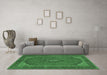 Machine Washable Medallion Emerald Green Traditional Area Rugs in a Living Room,, wshtr1152emgrn