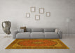 Machine Washable Medallion Yellow Traditional Rug in a Living Room, wshtr1152yw