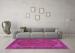 Machine Washable Medallion Pink Traditional Rug in a Living Room, wshtr1152pnk