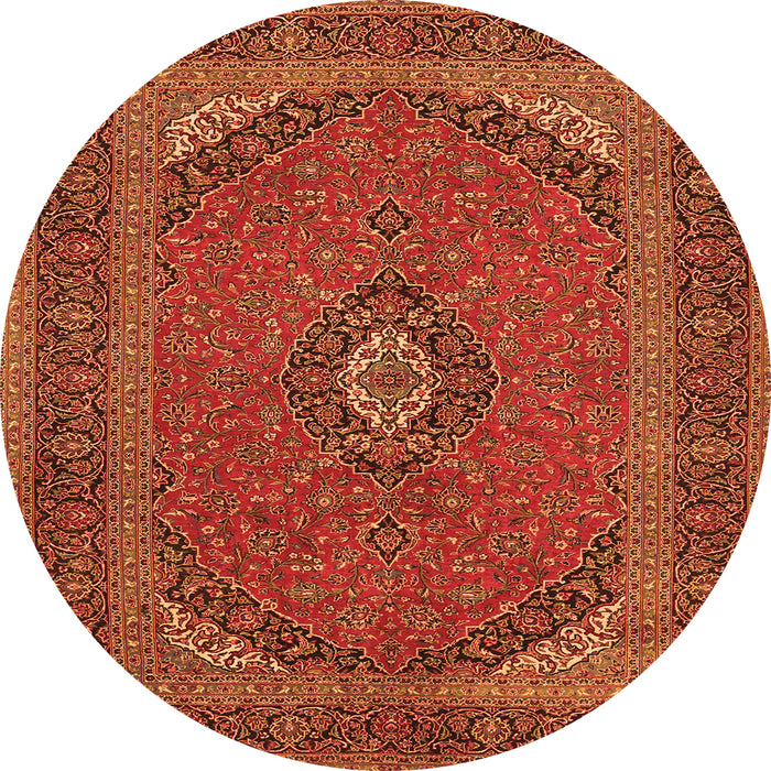 Machine Washable Medallion Orange Traditional Area Rugs, wshtr1152org