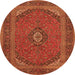 Machine Washable Medallion Orange Traditional Area Rugs, wshtr1152org