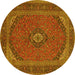 Round Medallion Yellow Traditional Rug, tr1152yw