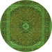 Square Medallion Green Traditional Rug, tr1152grn