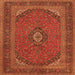 Serging Thickness of Medallion Orange Traditional Rug, tr1152org