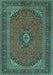 Machine Washable Medallion Turquoise Traditional Area Rugs, wshtr1152turq