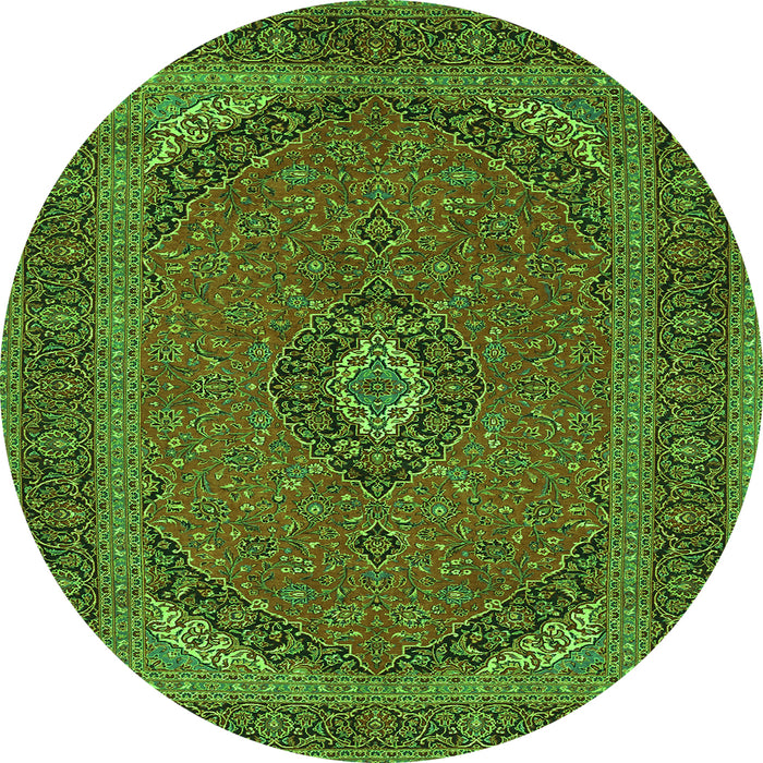 Machine Washable Medallion Green Traditional Area Rugs, wshtr1152grn