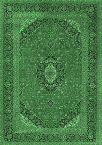 Medallion Emerald Green Traditional Rug, tr1152emgrn