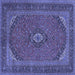 Square Medallion Blue Traditional Rug, tr1152blu