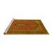 Sideview of Machine Washable Medallion Yellow Traditional Rug, wshtr1152yw