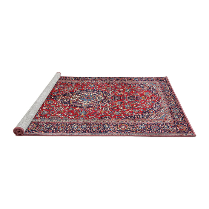 Sideview of Machine Washable Traditional Carbon Red Rug, wshtr1153