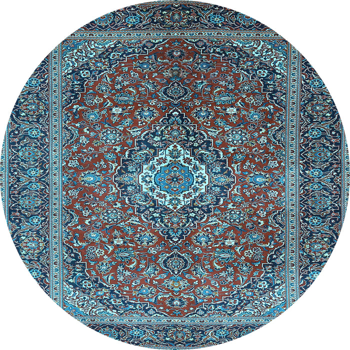Round Machine Washable Persian Light Blue Traditional Rug, wshtr1153lblu