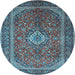 Round Machine Washable Persian Light Blue Traditional Rug, wshtr1153lblu