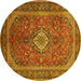 Round Persian Yellow Traditional Rug, tr1153yw