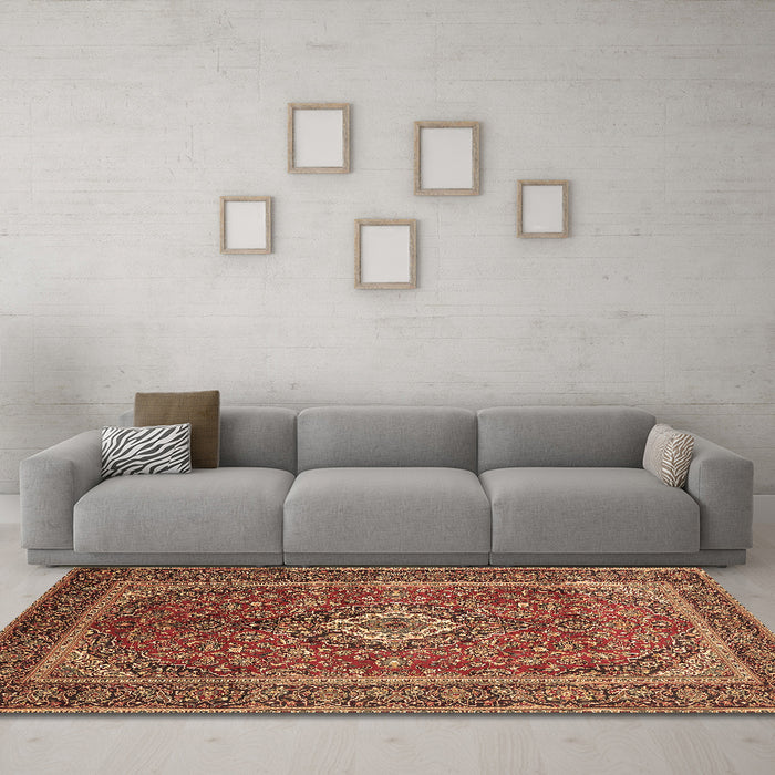 Machine Washable Persian Brown Traditional Rug in a Living Room,, wshtr1153brn