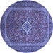 Round Machine Washable Persian Blue Traditional Rug, wshtr1153blu