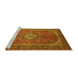 Sideview of Machine Washable Persian Yellow Traditional Rug, wshtr1153yw