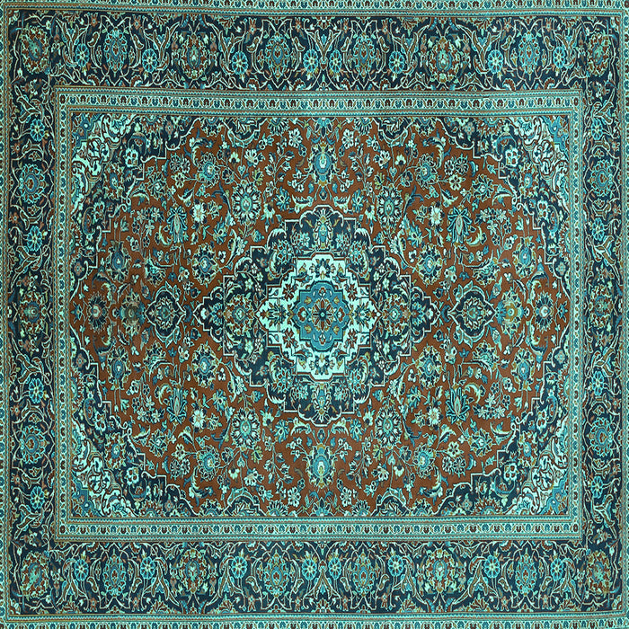 Square Machine Washable Persian Turquoise Traditional Area Rugs, wshtr1153turq