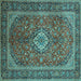 Square Machine Washable Persian Turquoise Traditional Area Rugs, wshtr1153turq