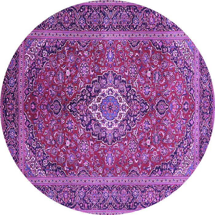 Round Machine Washable Persian Purple Traditional Area Rugs, wshtr1153pur