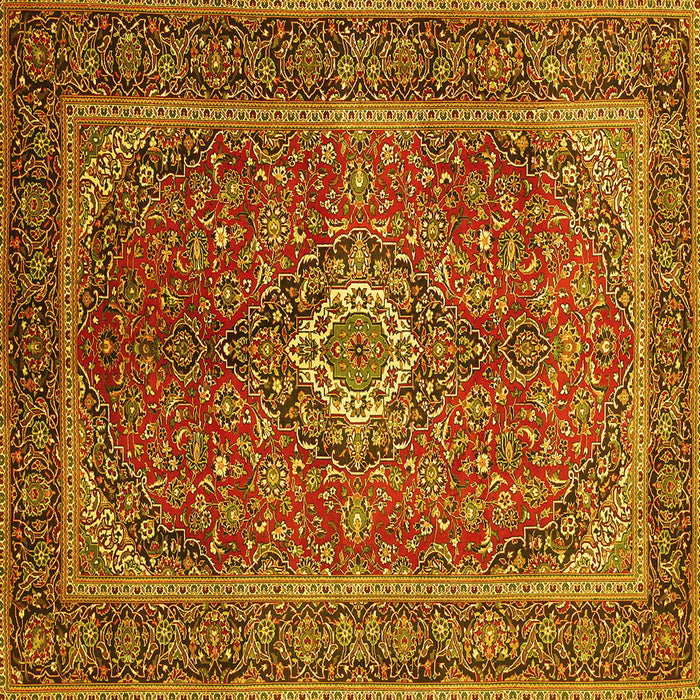 Square Machine Washable Persian Yellow Traditional Rug, wshtr1153yw