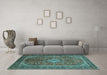 Machine Washable Persian Turquoise Traditional Area Rugs in a Living Room,, wshtr1153turq