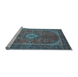 Sideview of Machine Washable Persian Light Blue Traditional Rug, wshtr1153lblu