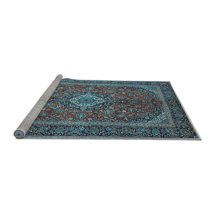 Sideview of Machine Washable Persian Light Blue Traditional Rug, wshtr1153lblu