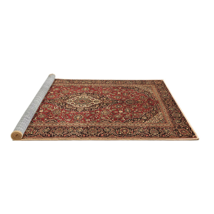 Sideview of Machine Washable Persian Brown Traditional Rug, wshtr1153brn