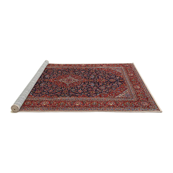 Sideview of Machine Washable Traditional Saffron Red Rug, wshtr1154