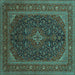 Square Persian Turquoise Traditional Rug, tr1154turq