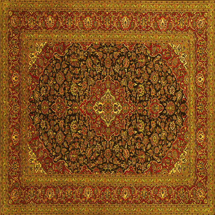 Square Machine Washable Persian Yellow Traditional Rug, wshtr1154yw