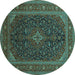 Round Persian Turquoise Traditional Rug, tr1154turq