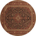 Round Persian Brown Traditional Rug, tr1154brn