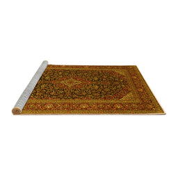 Sideview of Machine Washable Persian Yellow Traditional Rug, wshtr1154yw