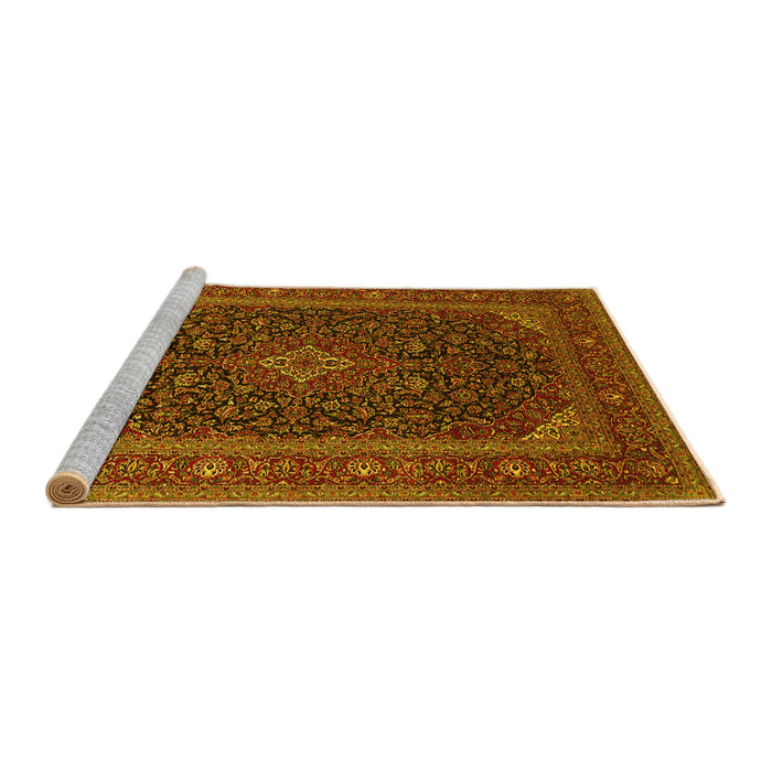 Sideview of Machine Washable Persian Yellow Traditional Rug, wshtr1154yw