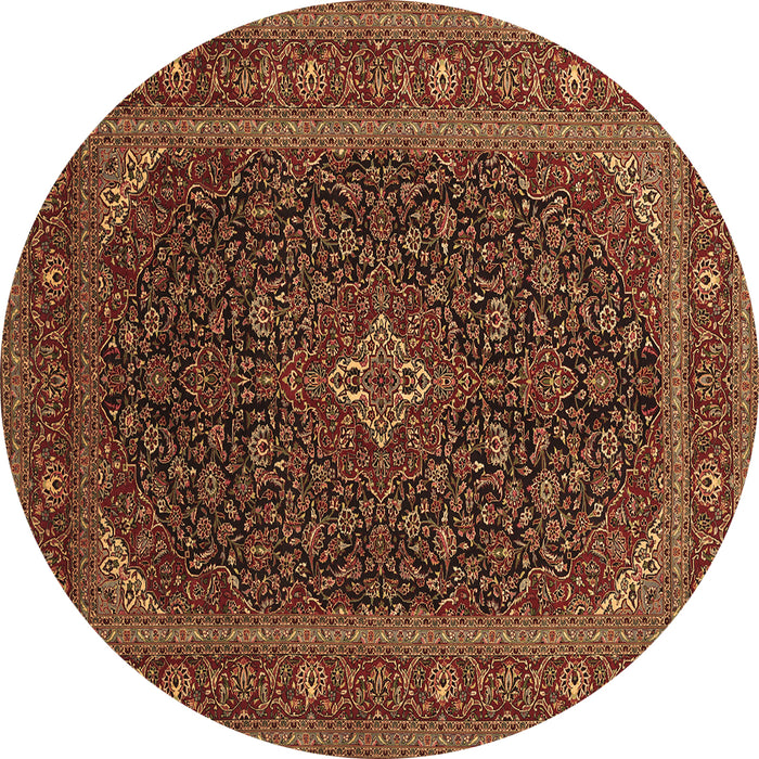 Round Machine Washable Persian Brown Traditional Rug, wshtr1154brn