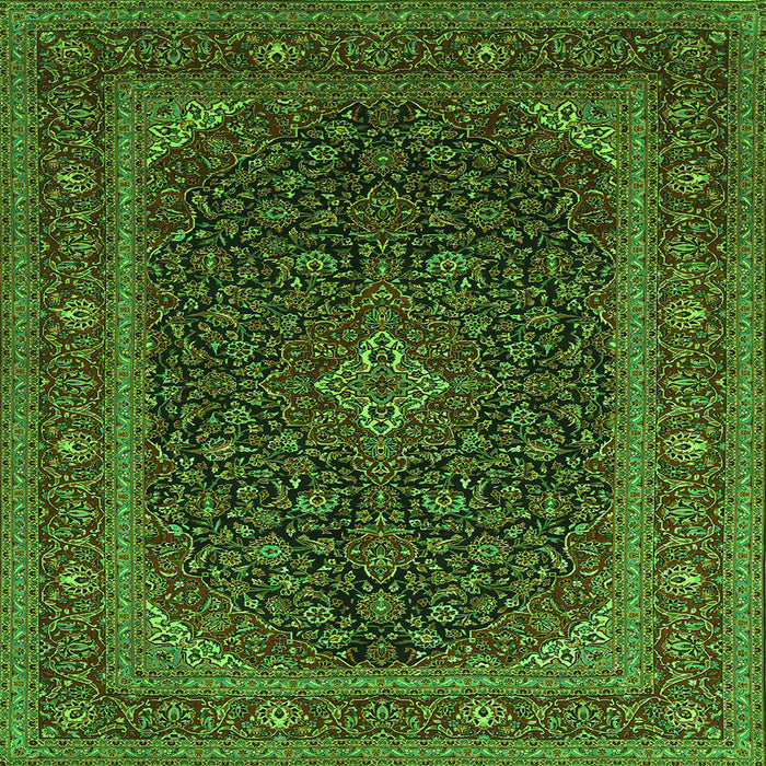 Round Machine Washable Persian Green Traditional Area Rugs, wshtr1154grn