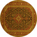 Round Machine Washable Persian Yellow Traditional Rug, wshtr1154yw