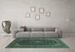 Machine Washable Persian Turquoise Traditional Area Rugs in a Living Room,, wshtr1154turq