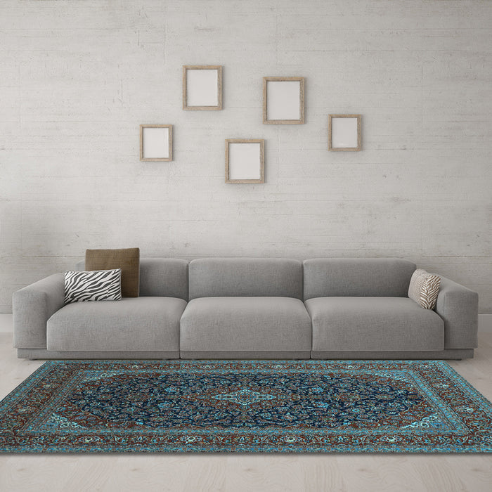 Machine Washable Persian Light Blue Traditional Rug in a Living Room, wshtr1154lblu