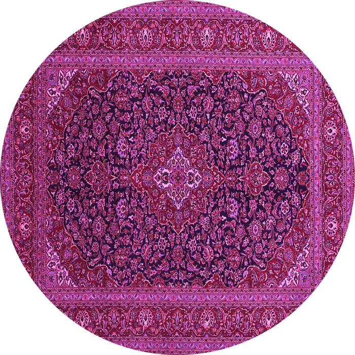 Round Machine Washable Persian Pink Traditional Rug, wshtr1154pnk