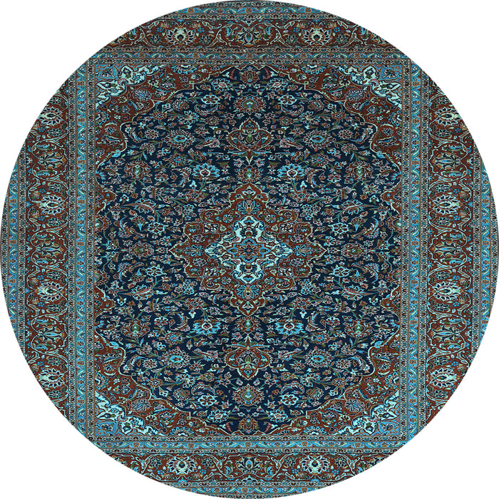 Round Machine Washable Persian Light Blue Traditional Rug, wshtr1154lblu
