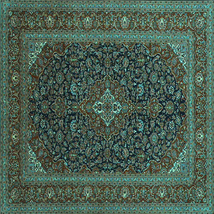 Square Machine Washable Persian Turquoise Traditional Area Rugs, wshtr1154turq