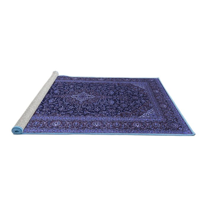Sideview of Machine Washable Persian Blue Traditional Rug, wshtr1154blu