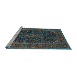 Sideview of Machine Washable Persian Light Blue Traditional Rug, wshtr1154lblu