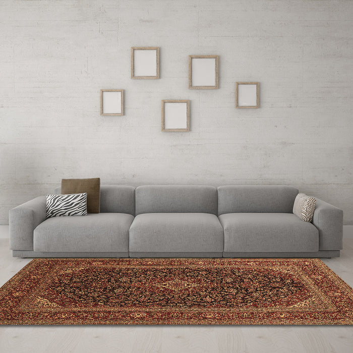 Machine Washable Persian Brown Traditional Rug in a Living Room,, wshtr1154brn