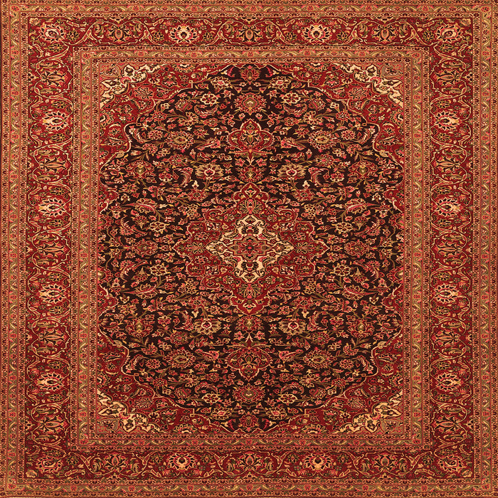 Round Machine Washable Persian Orange Traditional Area Rugs, wshtr1154org