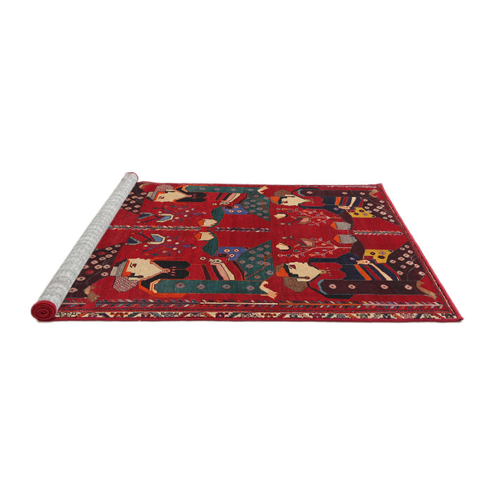 Sideview of Machine Washable Traditional Chestnut Brown Rug, wshtr1155