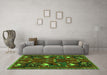 Machine Washable Persian Green Traditional Area Rugs in a Living Room,, wshtr1155grn